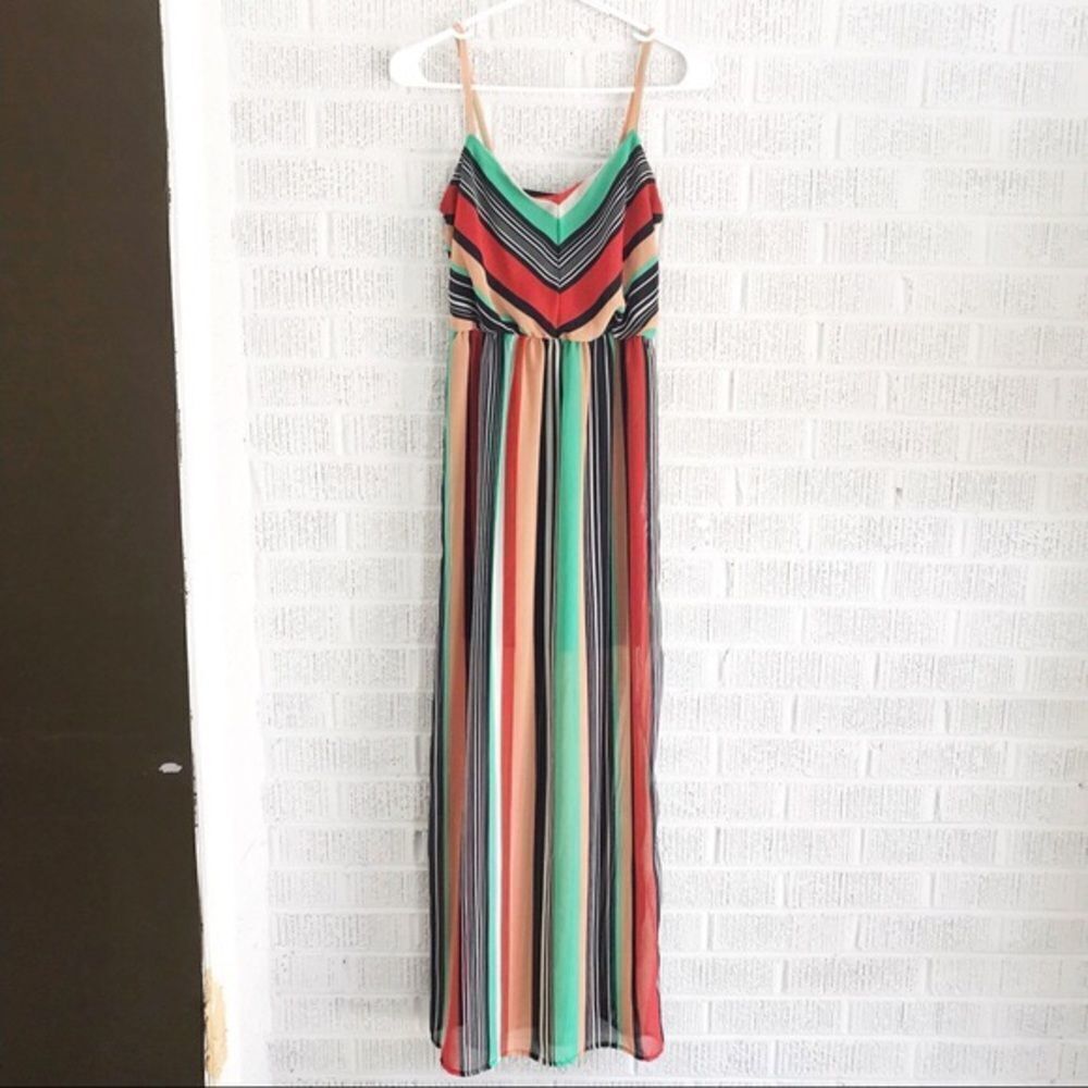 Ruby Rox Juniors Striped Illusion Maxi Dress - image 3